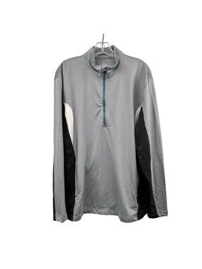 Page & Tuttle Mens Quarter Zip Active Pullover Gray/Multi Size Large Pockets